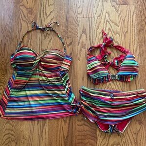 BECCA Multicolor Striped Bikini Set